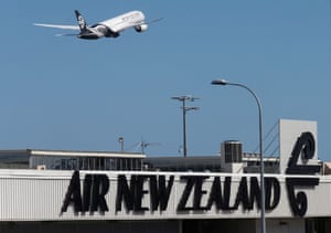 An Air New Zealand Boeing Dreamliner 787 takes off from Auckland Airport in New Zealand.