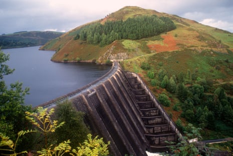Llyn Clywedog Reservior and Dam Elan Valley Mid Wales