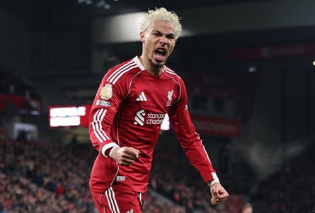 Hugo Ekitike celebrates a goal