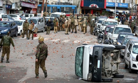Aftermath of a protest in Jammu, India, after the Pulwama terror attack in 2019