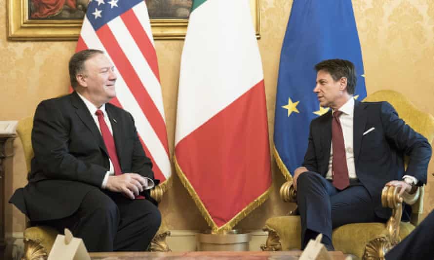 Mike Pompeo with Giuseppe Conte in Rome