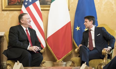 Mike Pompeo with Giuseppe Conte in Rome