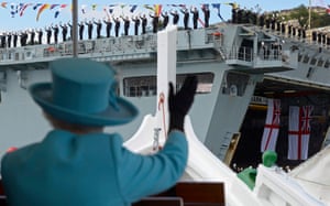 Malta, 2015: the Queen’s last official trip abroad, waving to Royal Navy crew members on the HMS Bulwark in Valletta.