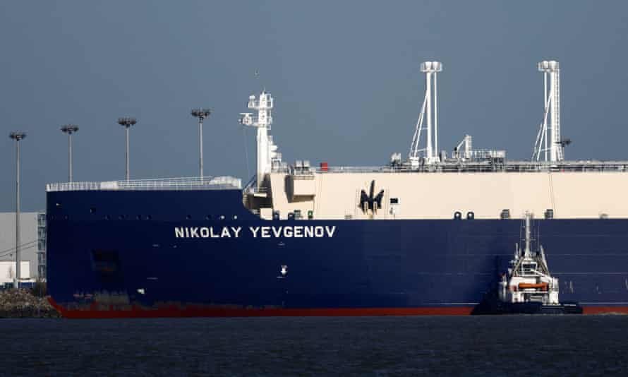 The LNG tanker Nikolay Yevgenov at the Montoir-de-Bretagne near Saint-Nazaire, France.