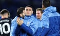 Phil Foden applauds Manchester City’s fans after their win at Brighton.