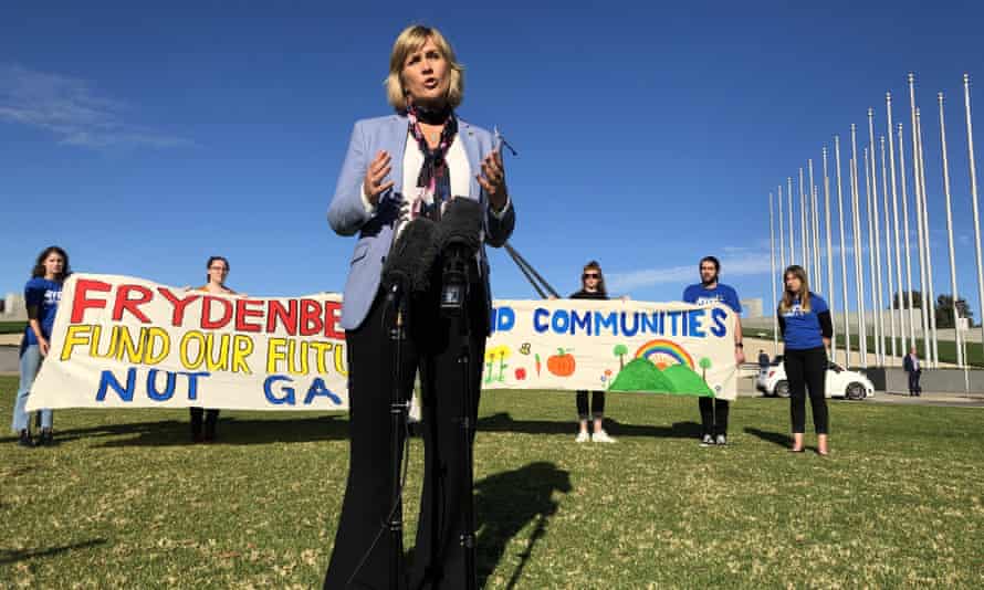 Steggall speaks at a climate event in Canberra