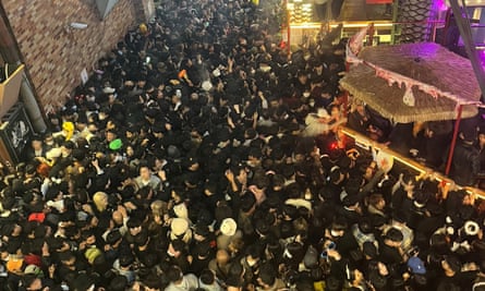 A street in Itaewon district, Seoul, full of people before a crowd crush during Halloween festivities.