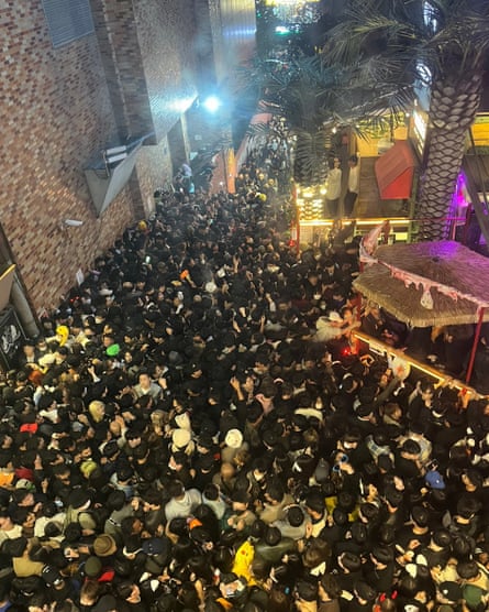 A street in Itaewon fills with people before the deadly crowd crush.