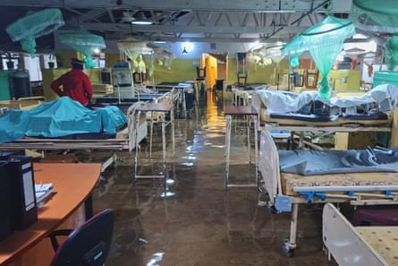 A flooded hospital ward in Chilaw, Sri Lanka.