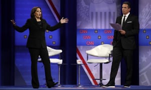 Kamala Harris and Chris Cuomo at the Power of our Pride Town Hall Thursday in Los Angeles.