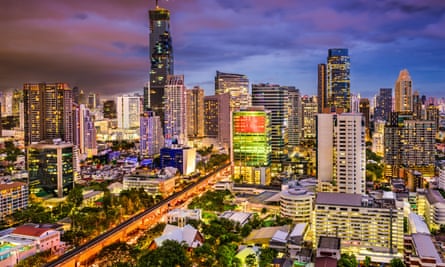 The Bangkok skyline in Thailand.