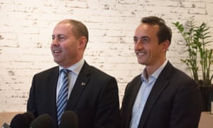 Treasurer Josh Frydenberg on the byelection campaign trail with the Liberal candidate, Dave Sharma