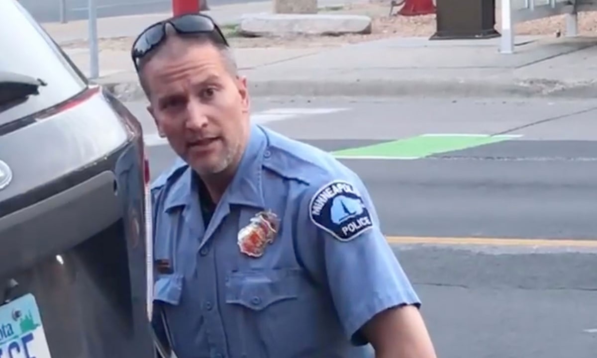 Police Officer Filmed Kneeling On George Floyd S Neck Charged With Murder Us News The Guardian