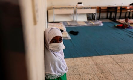 A young girl inside a classroom in Derna, Libya