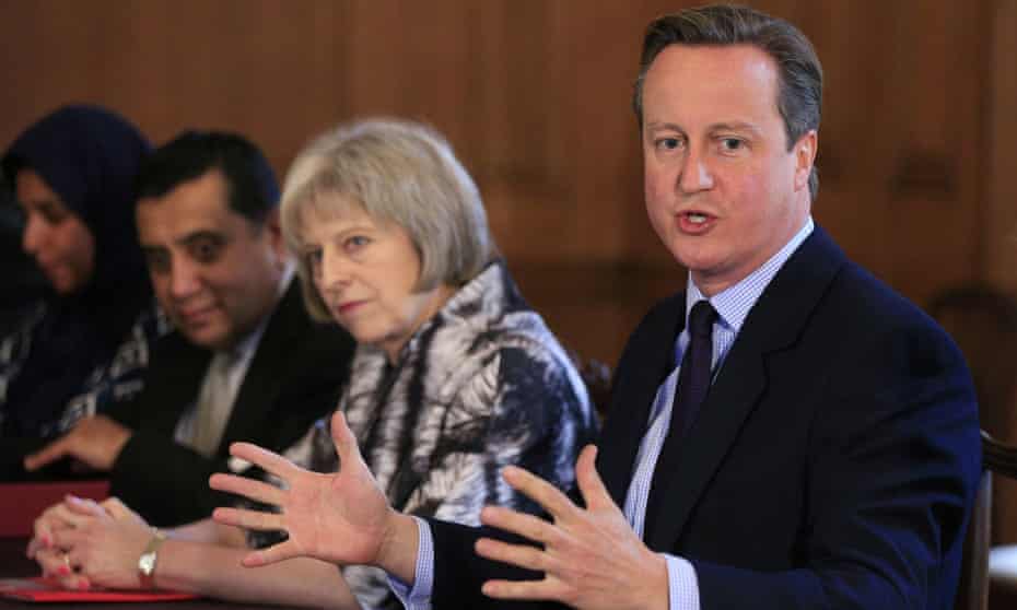 David Cameron, right, with then home secretary Theresa May