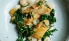 Nigel Slater's recipes for sea bass with beans and tarragon, and pistachio tarts with blackberries
