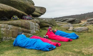 Let’s get bivvy: the family get ready to sleep under the stars.