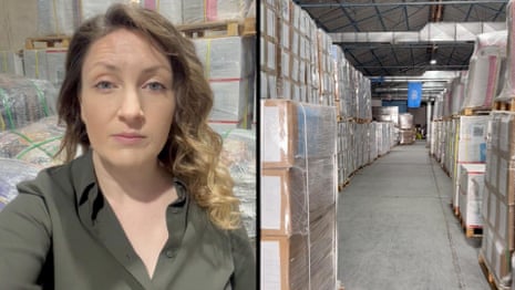 Inside an Unrwa warehouse full of aid blocked from Gaza – video