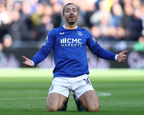 Jack Grealish reacts during the Premier League match between Everton and Chelsea
