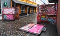 A gate that prevents the public to catch a glimpse into Herbertstraße, a street in the red light district paved with brothels and reserved to men only, that was torn down by topless members of feminist movement Femen on Women's Day is seen in Hamburg, northern Germany.