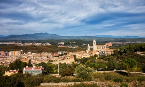 Girona city and landscape view, Spain