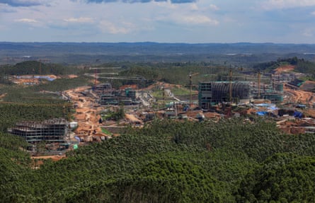 An aerial view of the construction multi-story building on the site of Indonesia’s new capital city Nusantara in, East Kalimantan, on 12 January, 2024.