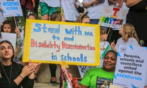  Parents and pupils protesting in May against the SEND funding crisis 