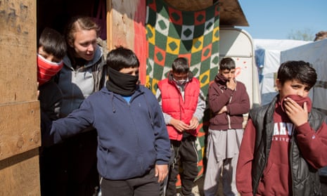 Afghanistan boys aged between 12-13 years at a camp in Calais. 