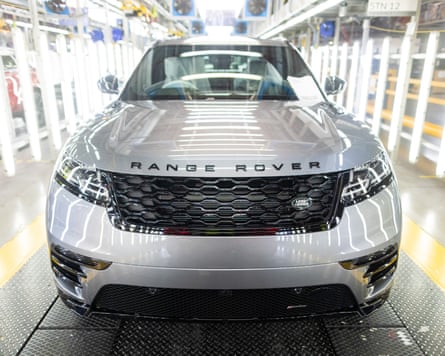A Range Rover Velar SUV at the end of the production line at Jaguar Land Rover's plant in Solihull