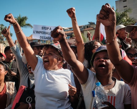 Happy people waving fists