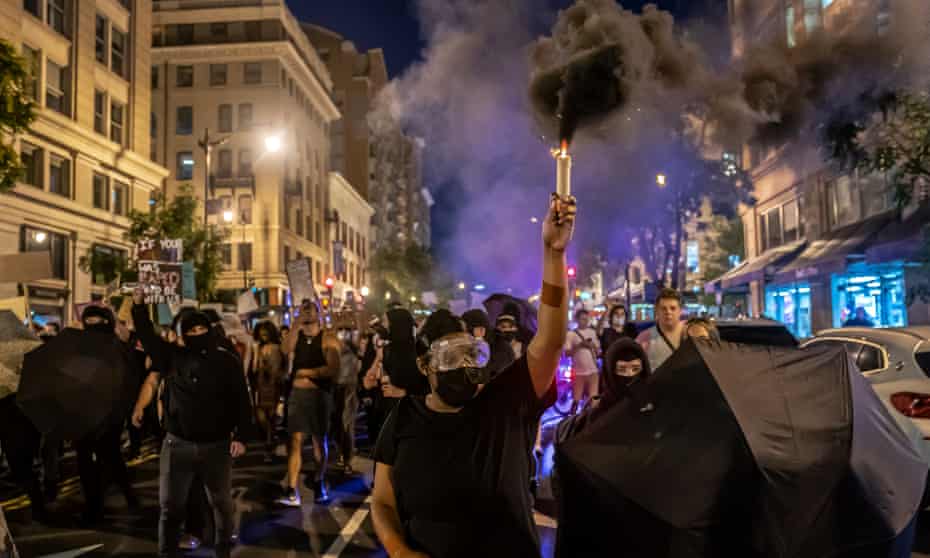 Abortion rights demonstrators protest outside the US supreme court in Washington after Roe v Wade was overturned.