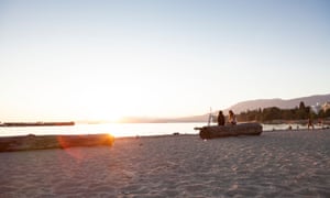 Sunset on English Bay beach - West End, Vancouver, British Columbia, Canada