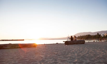 Sunset on English Bay beach - West End, Vancouver, British Columbia, Canada