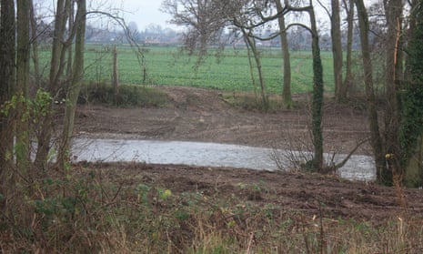 A photo issued by Herefordshire Wildlife Trust from December 2020 of damage caused to the River Lugg