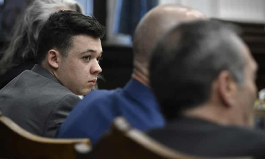 Kyle Rittenhouse at the Kenosha county courthouse in Wisconsin on 17 November.