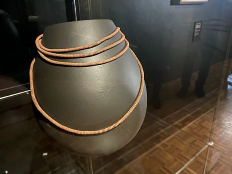 The Aboriginal red ochre necklace on display