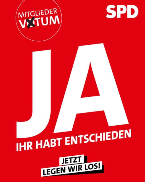 SPD visual confirming the Yes vote on the coalition deal