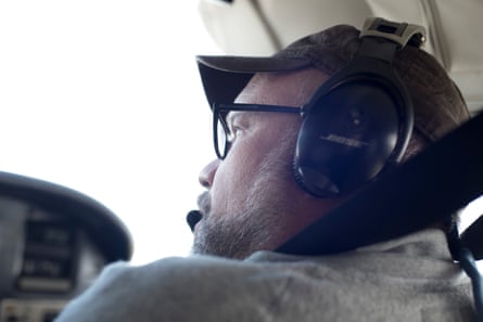 Park County, Montana: Joe Josephson, 50, Montana Conservation Associate for the Greater Yellowstone Coalition and member of Yellowstone Gateway Business Coalition, in the co-pilot seat of Bruce Gordon’s Cessna Centurion.