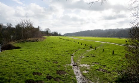 A flood plain in Runnymede in Surrey, England