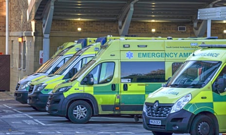 Ambulances parked at the accident and emergency department at the Royal Berkshire Hospital