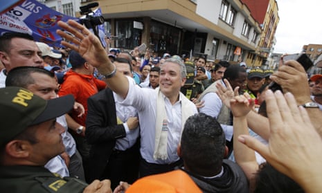 Ivan Duque holds a campaign rally in Armenia, Colombia Sunday.