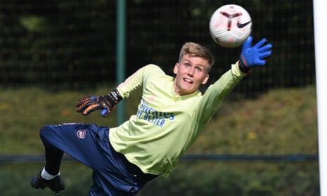 Alex Runarsson on his first day of training with Arsenal at London Colney