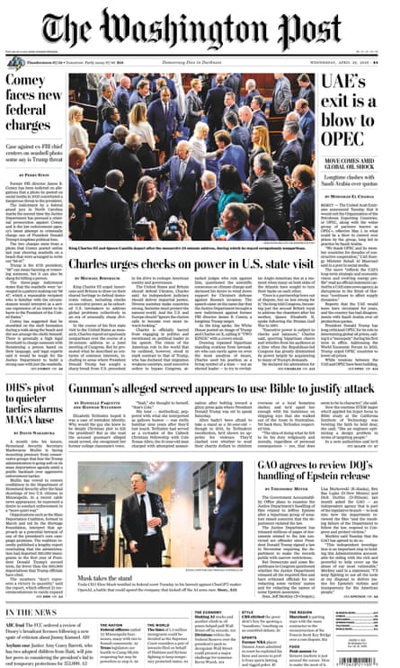 Front page of the Washington Post
