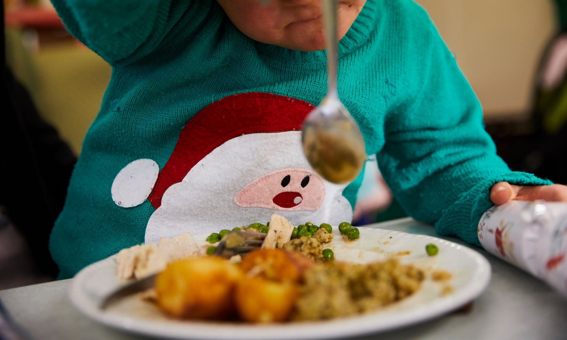 Christmas lunch at a food bank. Photograph: Christopher Thomond, Guardian