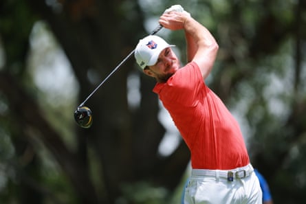 Laurie Canter plays a shot during day two of LIV Golf Mexico City