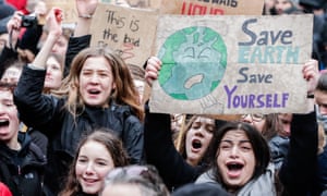 Young people take part in a climate march in Brussels