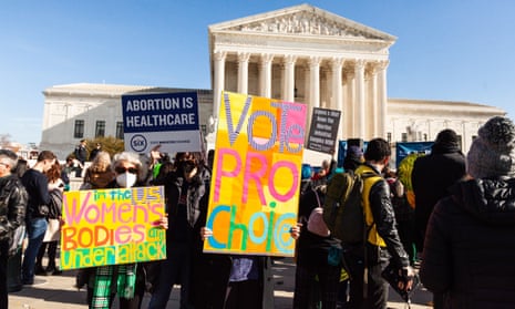 Pro-choice protests outside the supreme court, Washington DC, 1 December 2021.