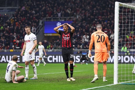 Malick Thiaw of AC Milan reacts after missing a chance.