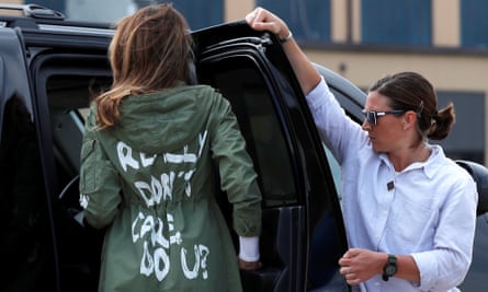 Melania Trump wearing “I Really Don’t Care. Do U?” jacket.