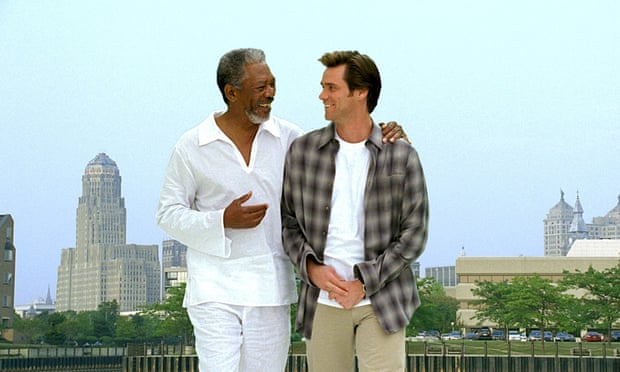 Morgan Freeman and Jim Carrey in Bruce Almighty.